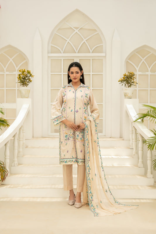 Elisol 3pcs Semi-Stitched Fancy Emb Lawn [D-4396]