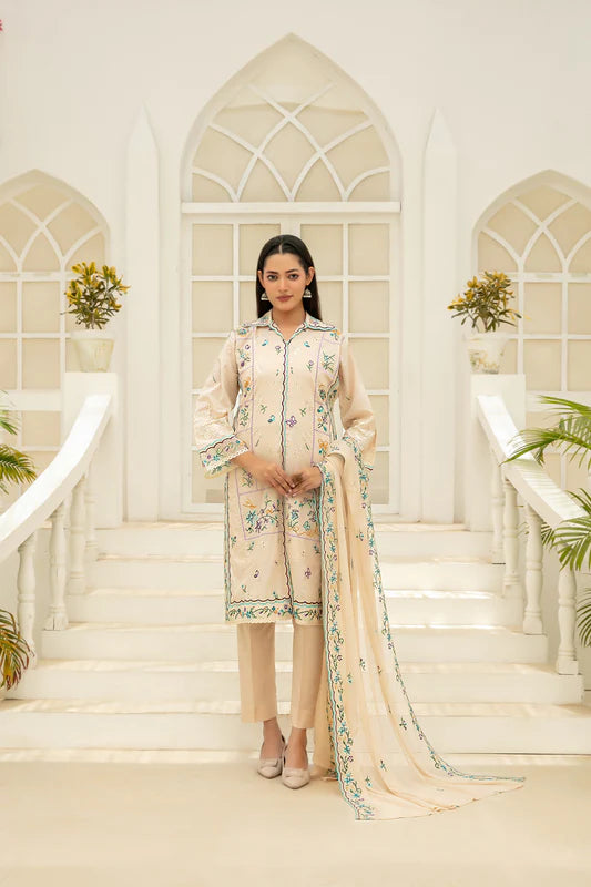 Elisol 3pcs Semi-Stitched Fancy Emb Lawn [D-4396]