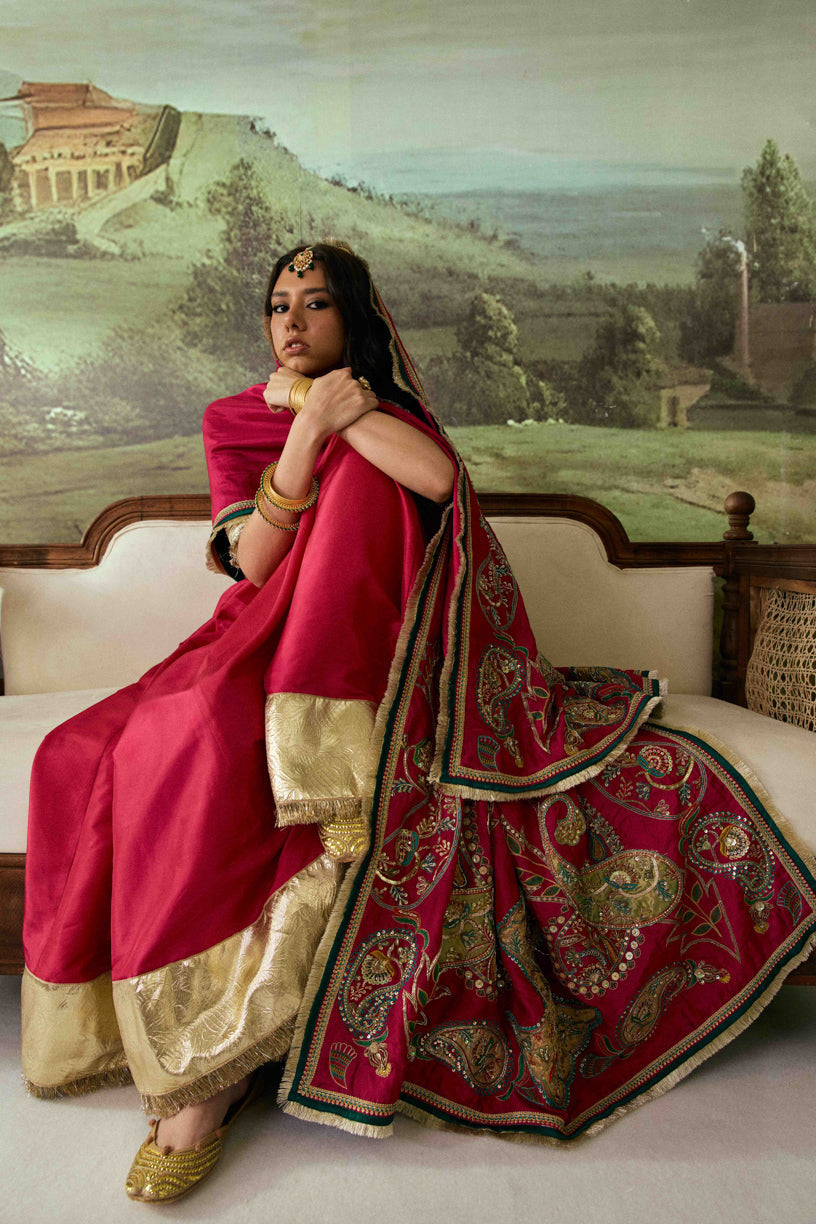 Gul-e-Rani - Handcrafted Raw Silk Shawl by Vashah - Shopping Karado