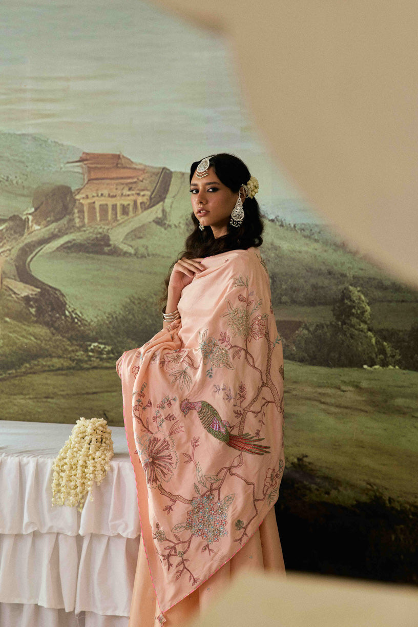 Fakhta - Red Embroidered Luxury Shawl - Buy Online Pakistan