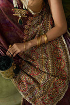 Jaamuni - Purple Embroidered Luxury Shawl - Buy Online Pakistan