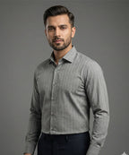 Men'S Dress Shirt - Grey Stripe Dsh-0287 - Grey - View 1