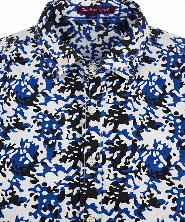 Men's Casual Printed Blue Half Sleves Shc-1776 (H)