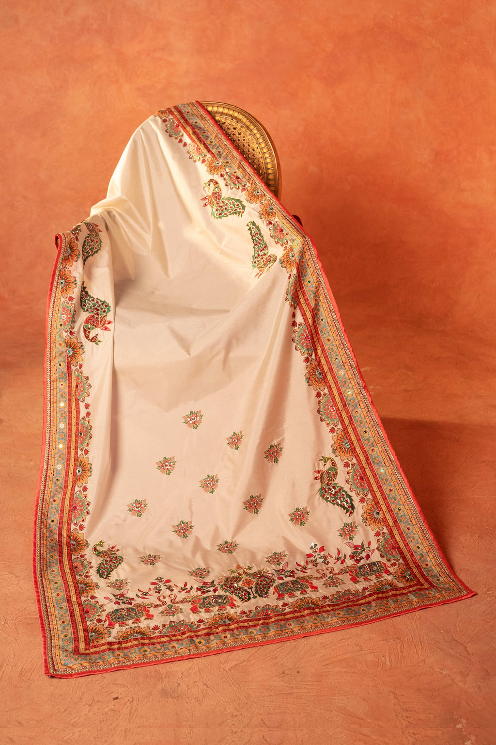 JHARONKA - Handcrafted Raw Silk Shawl by Vashah - Shopping Karado
