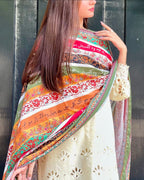 SastaaE Phool Stripe Odhni - Default Title - shoppingkarado.com