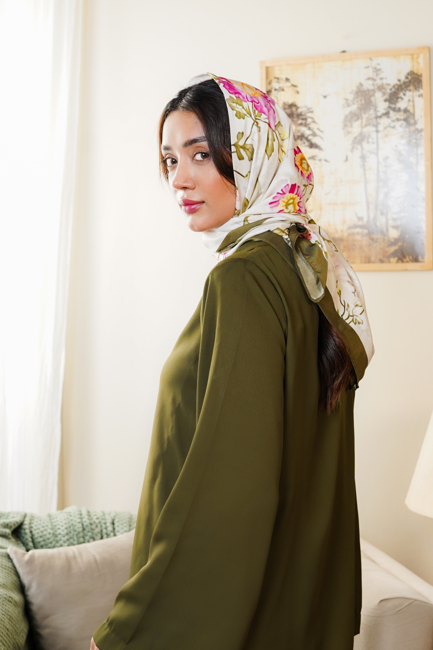 Olive Silk Scarf (KS-039)