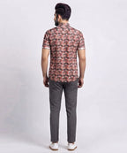 Men's Casual Printed Red Half Sleves Shc-1776 (H)