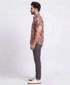 Men's Casual Printed Red Half Sleves Shc-1776 (H)