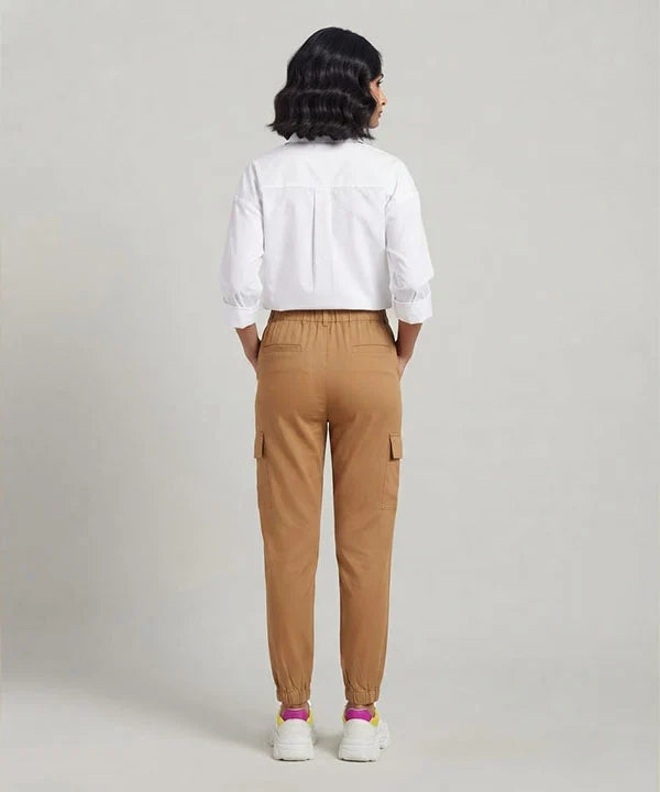 Women's Western Brown Jogger Trousers LLW-0004