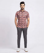 Men's Casual Printed Red Half Sleves Shc-1776 (H)