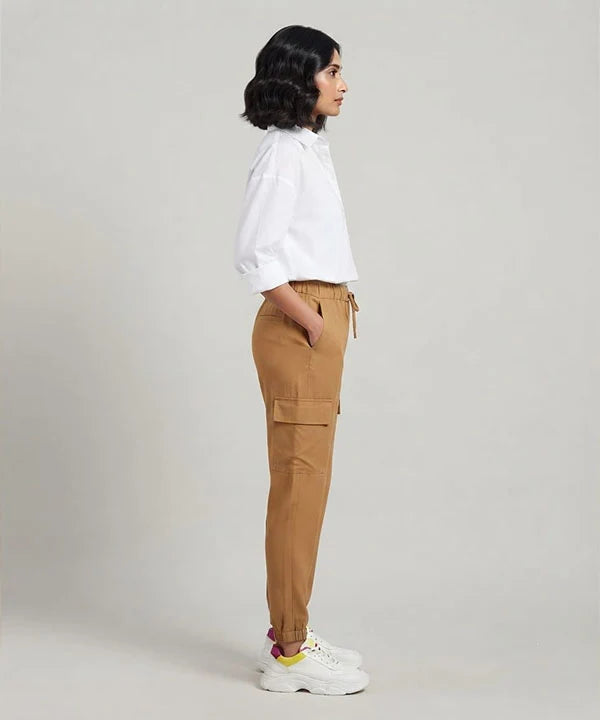 Women's Western Brown Jogger Trousers LLW-0004