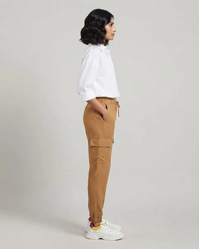 Women's Western Brown Jogger Trousers LLW-0004