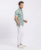 Men's Casual Printed Ferozi Half Sleves Shc-1776 (H)