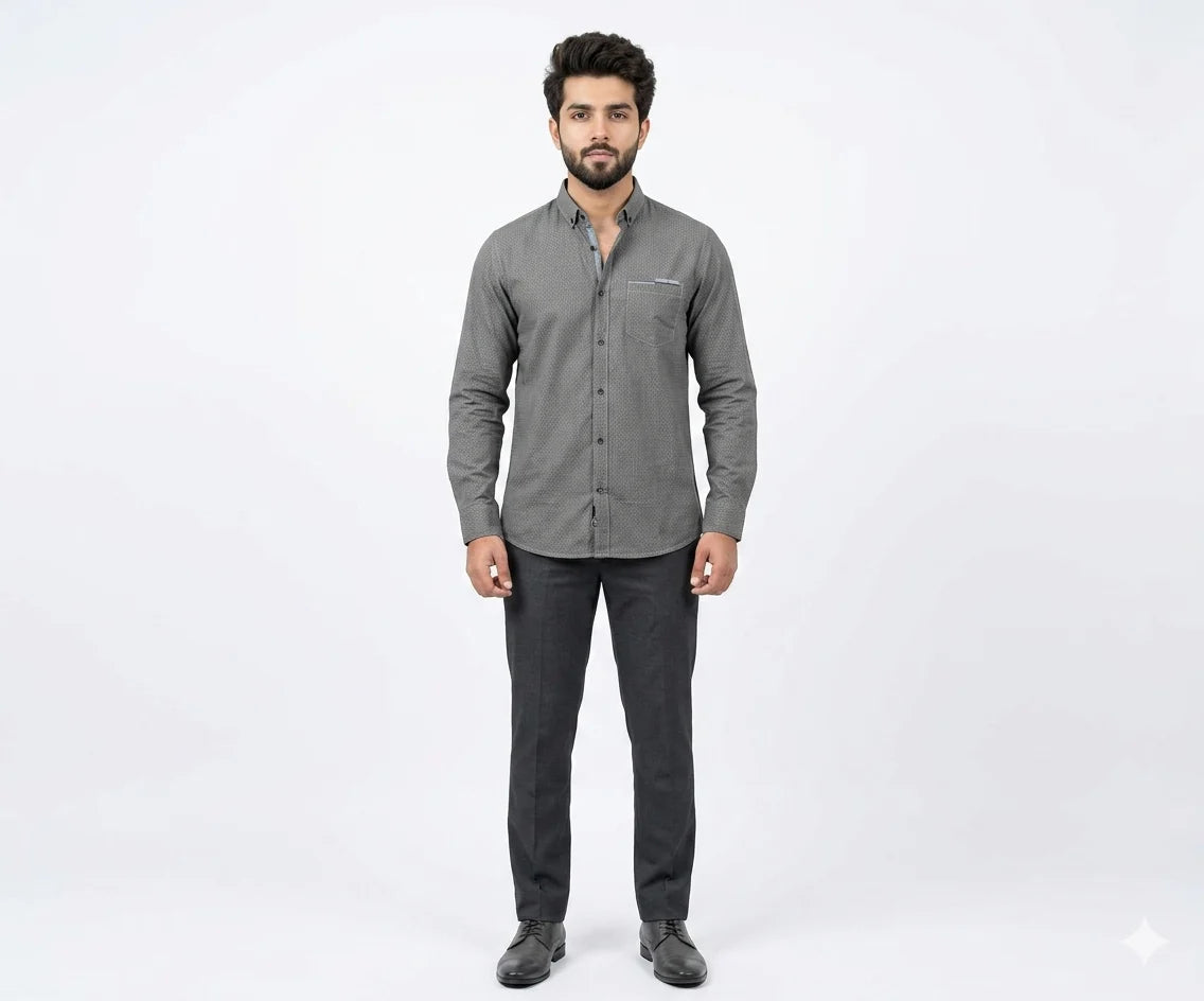 Men's Casual Shirt - Shc-1062 Dotted Grey