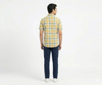 Men's Casual Yellow Chk Half Sleves Shc-1838 ORG
