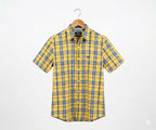 Men's Casual Yellow Chk Half Sleves Shc-1838 ORG