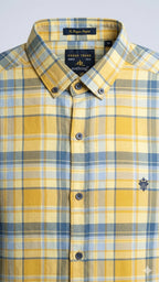 Men's Casual Yellow Chk Half Sleves Shc-1838 ORG