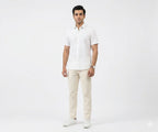 Men's Casual White Dotted Half Sleves Shc-2047 ORG
