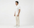 Men's Casual White Dotted Half Sleves Shc-2047 ORG