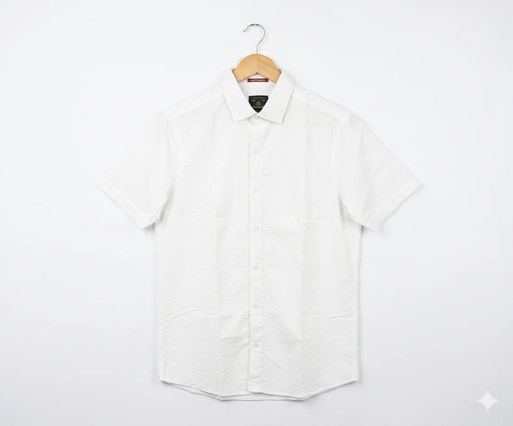 Men's Casual White Dotted Half Sleves Shc-2047 ORG
