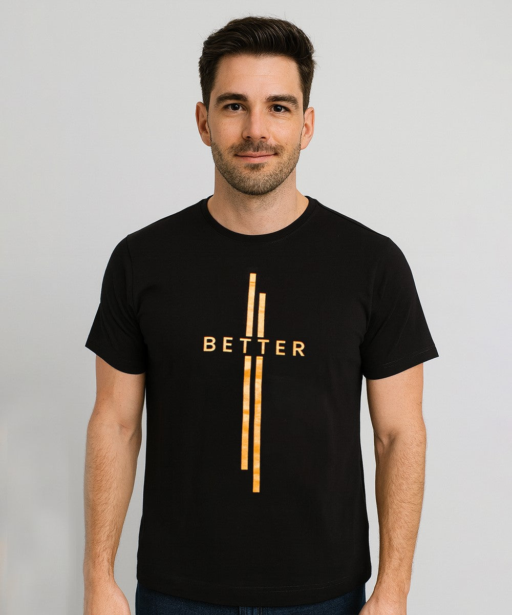 Mens T-Shirt - Black Tsh-5685 - Black - View 2