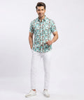 Men's Casual Printed Ferozi Half Sleves Shc-1776 (H)