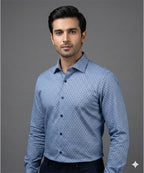 Men'S Dress Shirt - Texture Blue Dsh-0289 - Blue - View 1