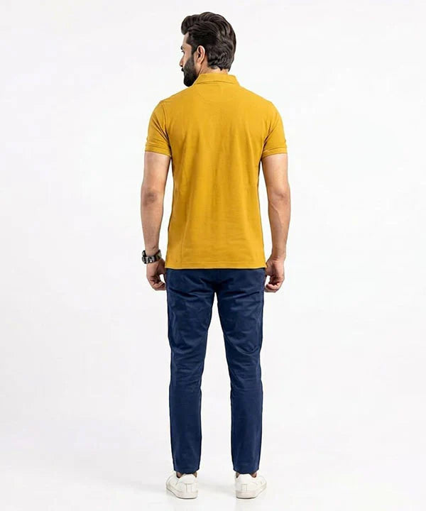 A|X Logo Self-Textured Basic Polo T-Shirt TSH-7163 Mustard