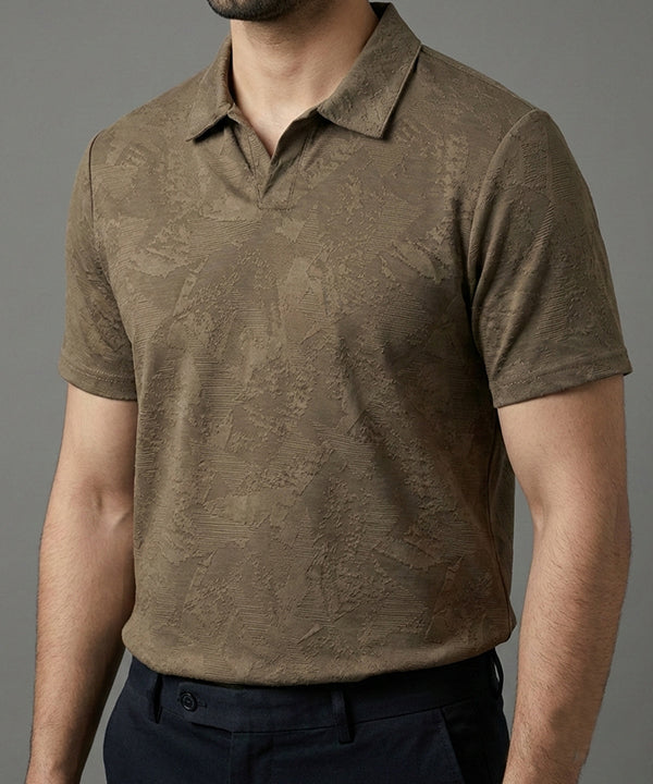 Men'S T-Shirt Collar Brown Tsh-7025 - Brown - View 1