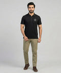 Premium Ribbed Collar Basic Polo T-Shirt Black TSH-7162