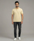 Premium Ribbed Collar Basic Polo T-Shirt Fawn TSH-7162