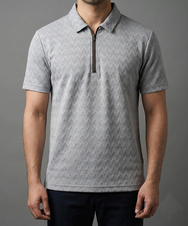 Men'S T-Shirt Collar Grey Tsh-7022 - Grey - View 1