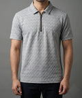 Men's T-Shirt Collar Grey Zip Style Tsh-7022