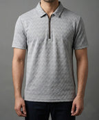 Men's T-Shirt Collar Grey Zip Style Tsh-7022