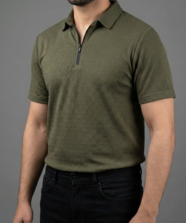 Men'S T-Shirt Collar Green Tsh-7021 - Green - View 1