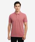Men'S T-Shirt Texture Collar Pink Tsh-5906 - Pink - View 1