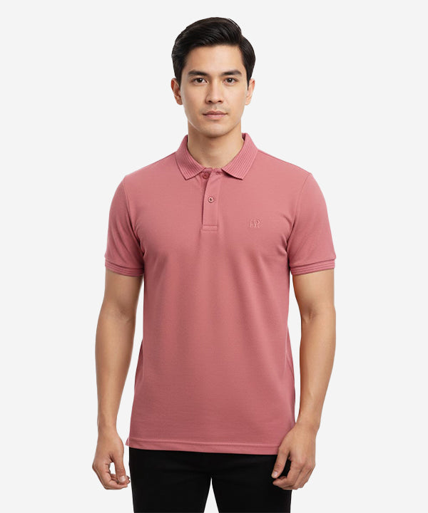 Men'S T-Shirt Texture Collar Pink Tsh-5906 - Pink - View 1