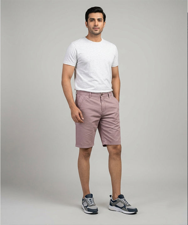 Men’S Summer Cotton Texture Pink Shorts- Br-0105 - Pink - View 1