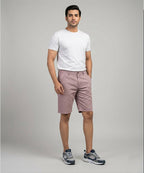 Men’S Summer Cotton Texture Pink Shorts- Br-0105 - Pink - View 1