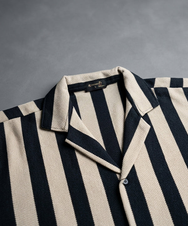 Men's Casual Shirt Half Sleeves - SHC-3069 Beige Stripe ( ORG ) - Beige - View 4