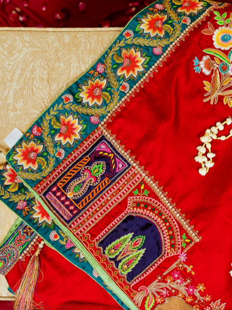 Bano - Shawl - Red Embroidered Luxury Shawl - Buy Online Pakistan