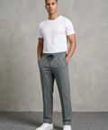 Men’S Pinstripe Drawstring Baggy Trousers- Lwr-0688 Green Stripe - Green - View 1