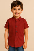 HR clothing Kids Half Sleeves Shirt - Maroon BSH-0110