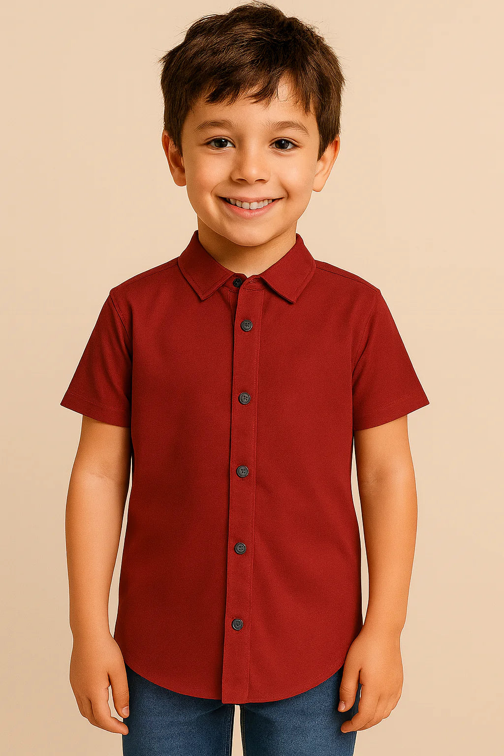 HR clothing Kids Half Sleeves Shirt - Maroon BSH-0110