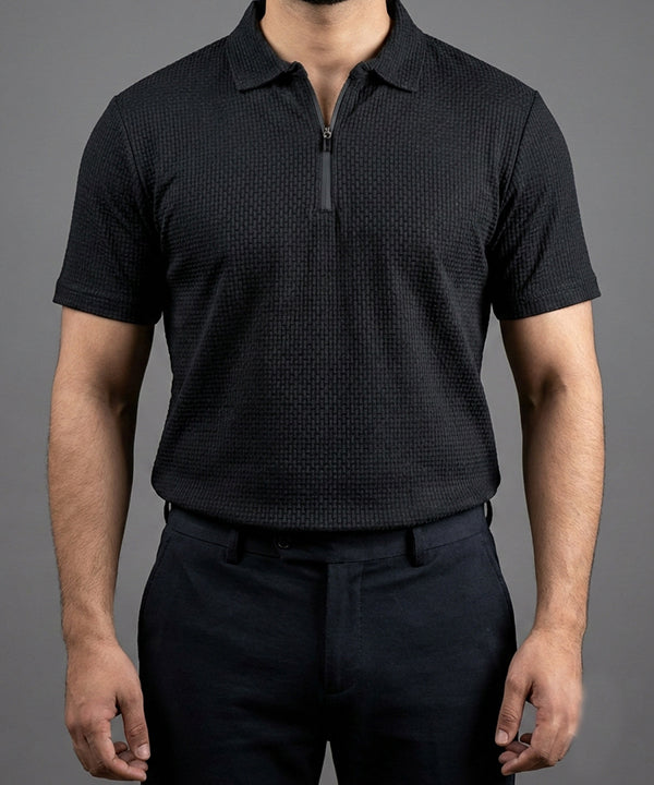 Men'S T-Shirt Collar Black Tsh-7020 - Black - View 1