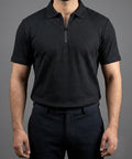 Men's T-Shirt Collar Black Zip Style Tsh-7020