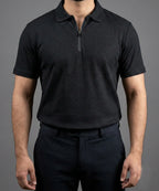 Men's T-Shirt Collar Black Zip Style Tsh-7020