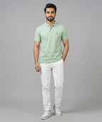 Premium Ribbed Collar Basic Polo T-Shirt Pistachio TSH-7162