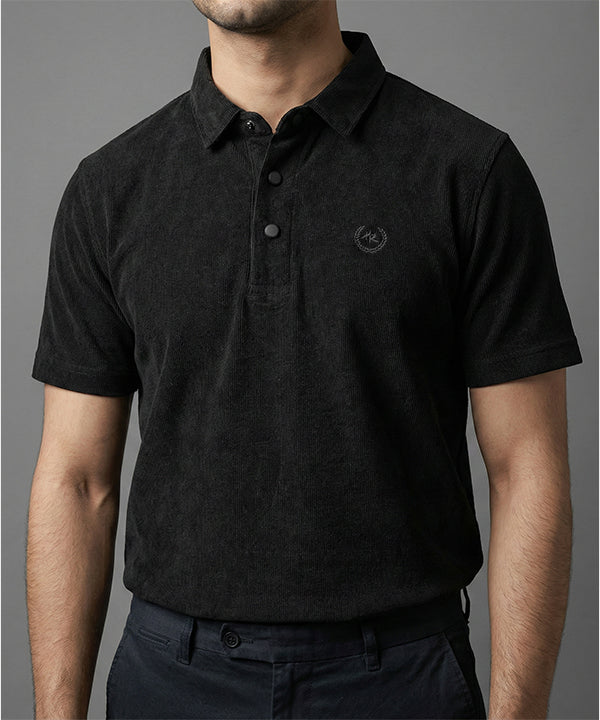 Men'S T-Shirt Collar Black Tsh-5923 - Black - View 1