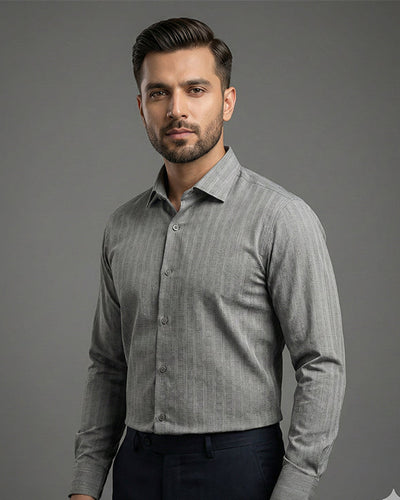 Men'S Dress Shirt - Grey Stripe Dsh-0287